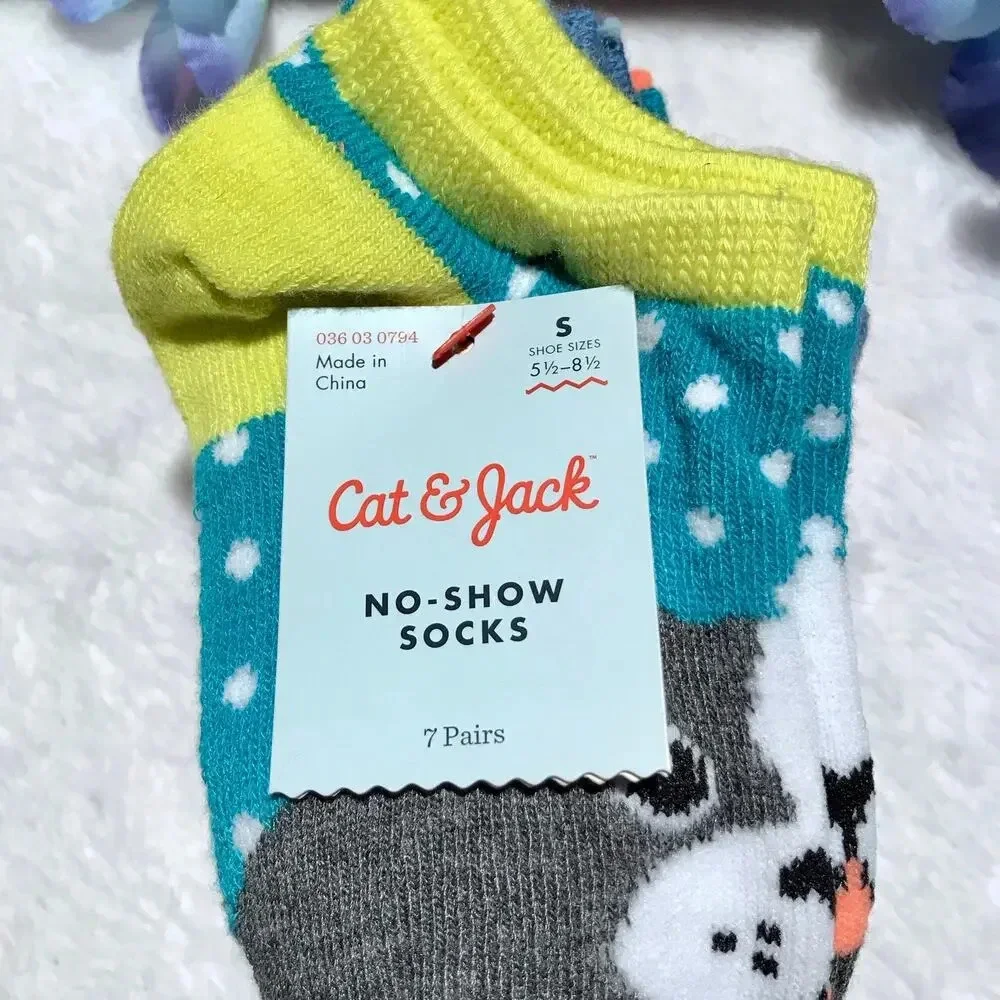 Cat & Jack NWT 7 Pairs No Show Socks Girls S (5.5-8.5)